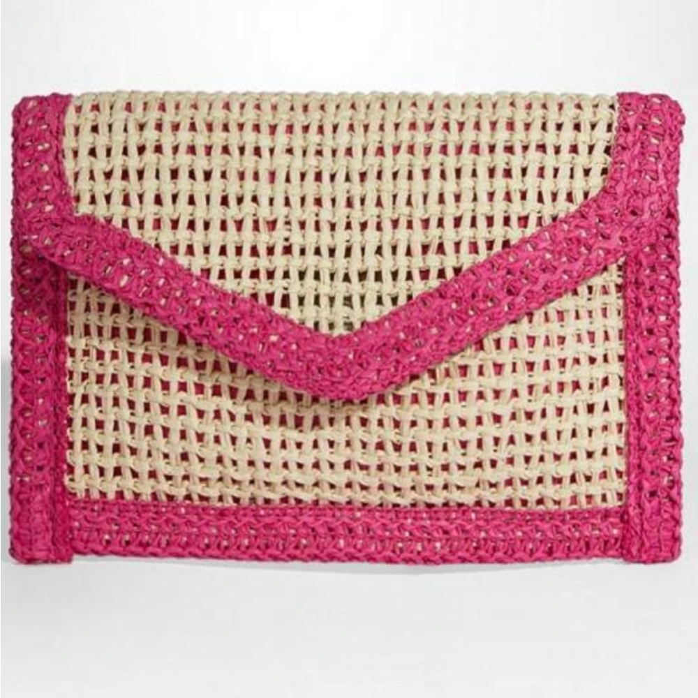 Pink and Cream Woven Clutch